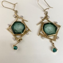 Emerald Crystal Slab Earrings