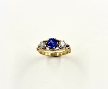 Sapphire and Diamond Three Stone Ring