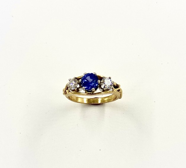 Sapphire and Diamond Three Stone Ring
