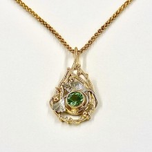 Afghani Tourmaline and Leaves Pendant