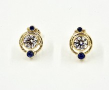 1 ct. Diamond Studs with Sapphire Accents