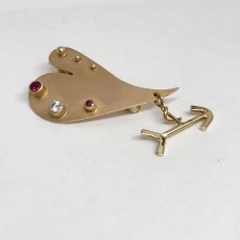 18k Pink and Yellow Gold Heart Pin