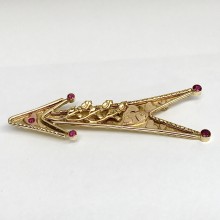 Arrow, Hearts and Roses Pin with Rubies