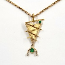 Emerald, 22k and 18k Gold Pendant