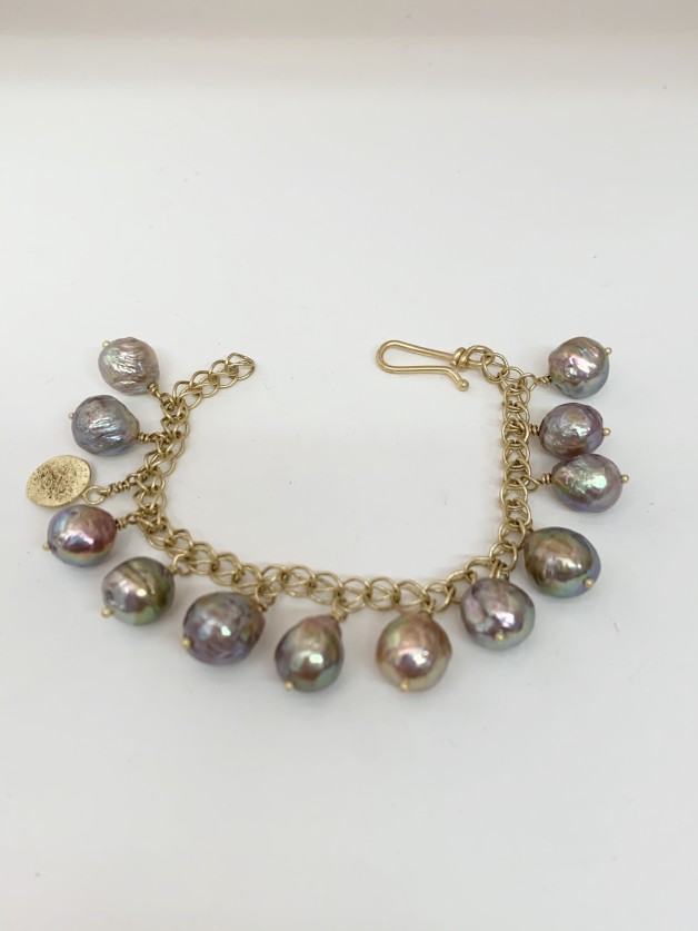 22k Handmade Chain Bracelet with South Sea Pearls
