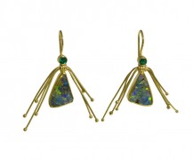 “Bug Earrings” 22k and 18k gold with Australian boulder opals