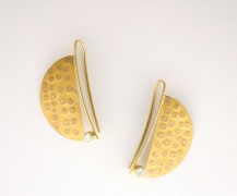 Mokume Gane earrings, 22k gold, 18k palladium white gold and yellow gold with diamonds