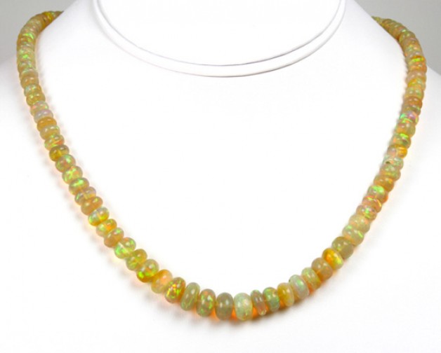 Ethiopian opal beads with 18k clasp - designed by Spirer Jewelry Boston Cambridge