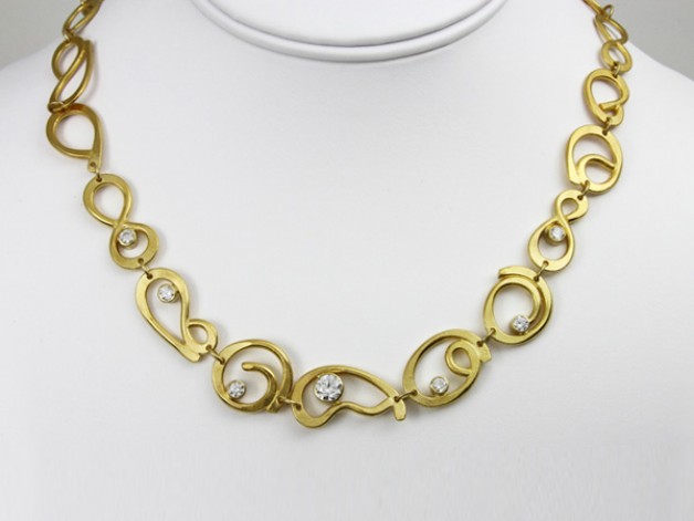 22k yellow gold necklace with diamonds available at Daniel R. Spirer Jewelers of Boston, Cambridge